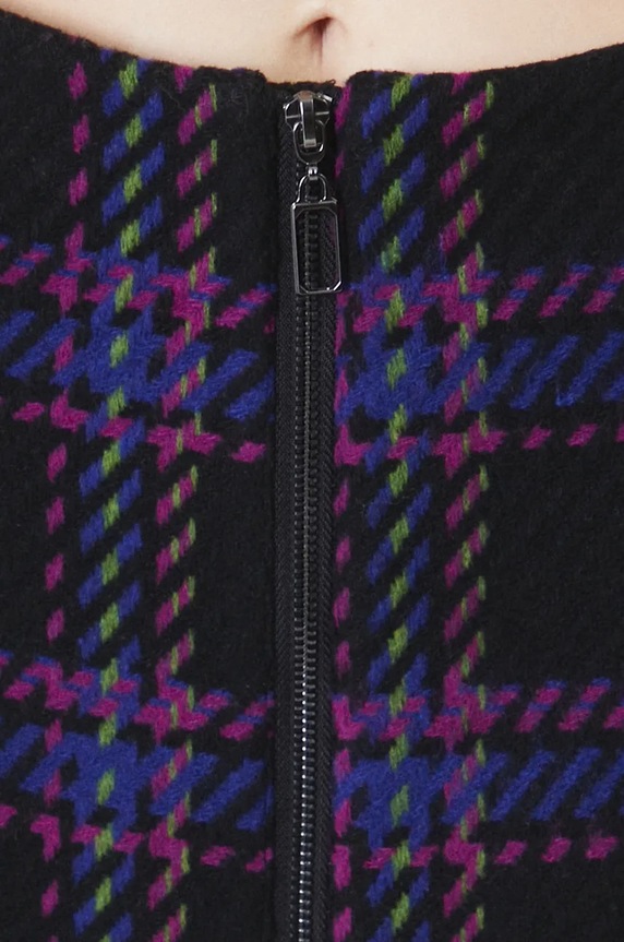 Spódnica z domieszką wełny damska mini w kratę kolor multicolor multicolor RW24-SDD605