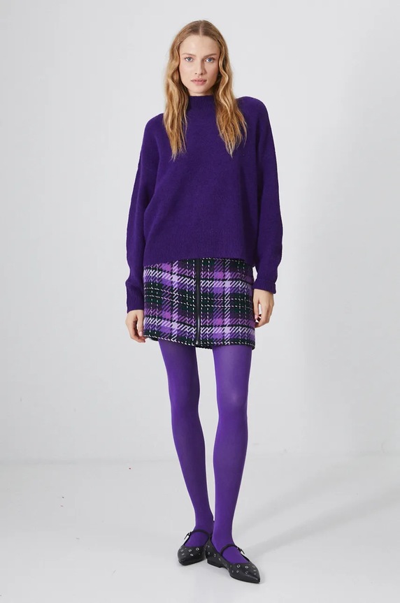 Spódnica z domieszką wełny damska mini w kratę kolor multicolor tkanina multicolor RW24-SDD606