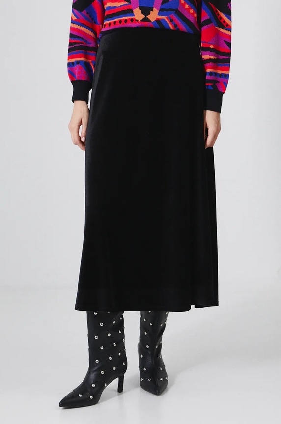 Spódnica damska midi welurowa kolor czarny RW24-SDD902 czarny RW24