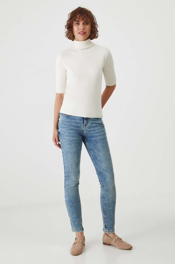 Jeansy damskie skinny z efektem sprania kolor niebieski RW24-SJD030 niebieski RW24