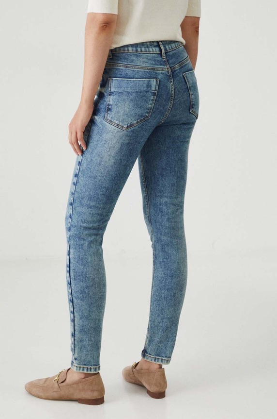 Odzież Jeansy damskie skinny z efektem sprania kolor niebieski RW24-SJD030 niebieski