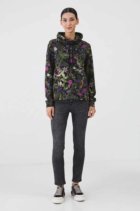 Jeansy damskie slim z efektem sprania kolor czarny RW24-SJD051 czarny RW24