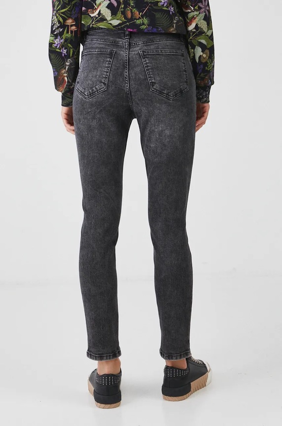 Odzież Jeansy damskie slim z efektem sprania kolor czarny RW24-SJD051 czarny