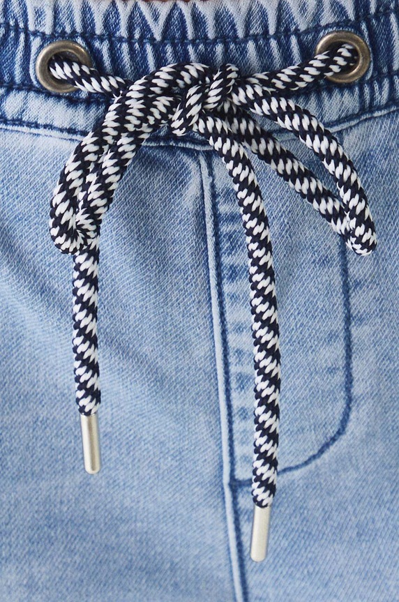 Jeansy damskie jogger z efektem sprania kolor niebieski niebieski RW24-SJD301