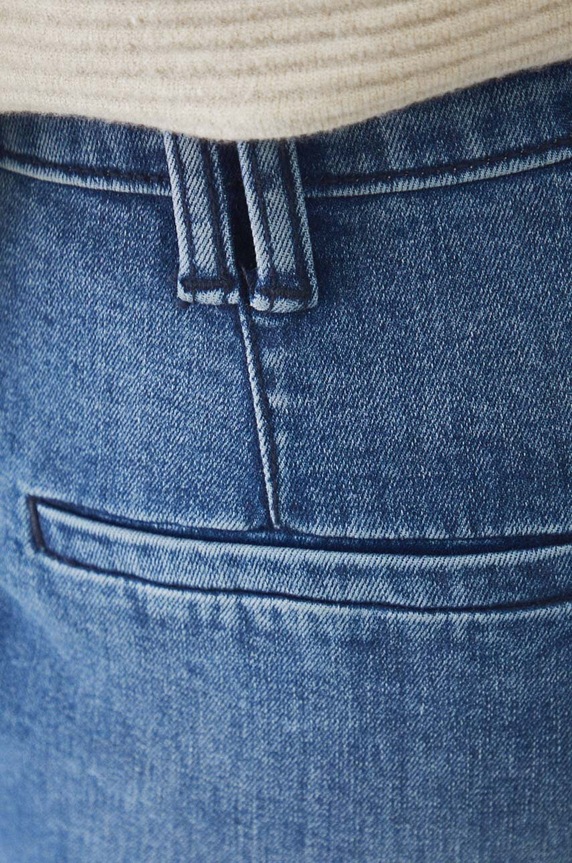 Jeansy damskie chino z paskiem kolor niebieski niebieski RW24-SJD306