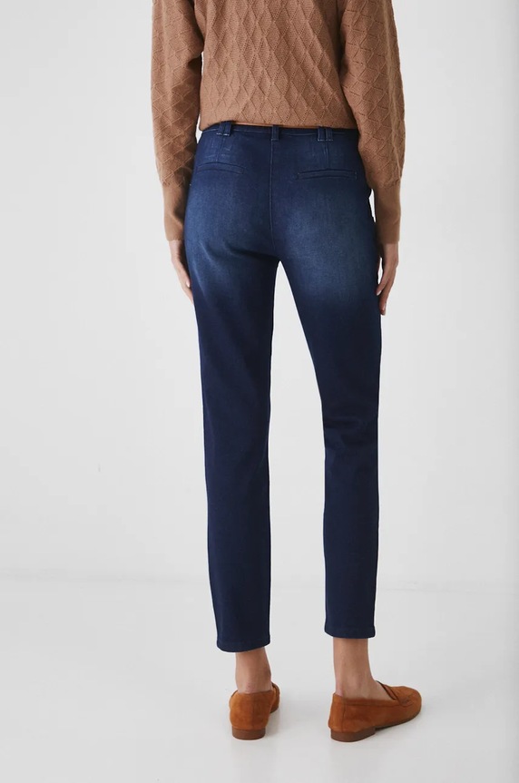 Odzież Jeansy damskie chino z paskiem kolor granatowy RW24-SJD306 granatowy