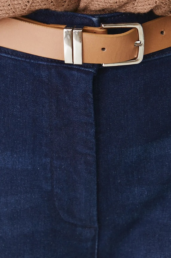 Jeansy damskie chino z paskiem kolor granatowy granatowy RW24-SJD306