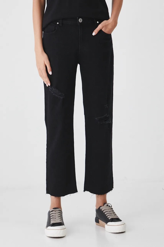 Jeansy damskie boyfriend z przetarciami kolor czarny RW24-SJD605 czarny RW24