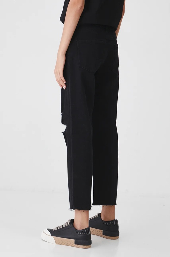 Odzież Jeansy damskie boyfriend z przetarciami kolor czarny RW24-SJD605 czarny