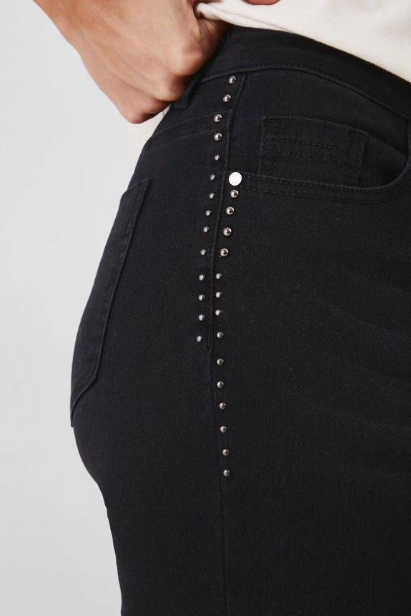 Jeansy damskie slim z aplikacją kolor czarny czarny RW24-SJDA00