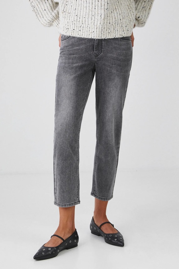 Džíny dámské mom fit se sepraným efektem šedá barva šedá RW24-SJDA02