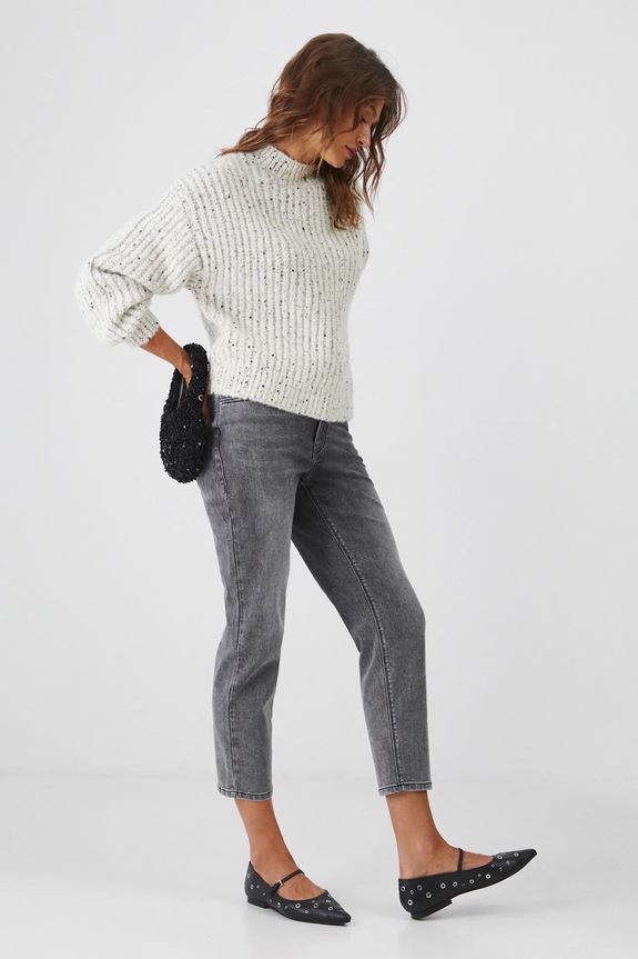 Džíny dámské mom fit se sepraným efektem šedá barva RW24-SJDA02 šedá RW24