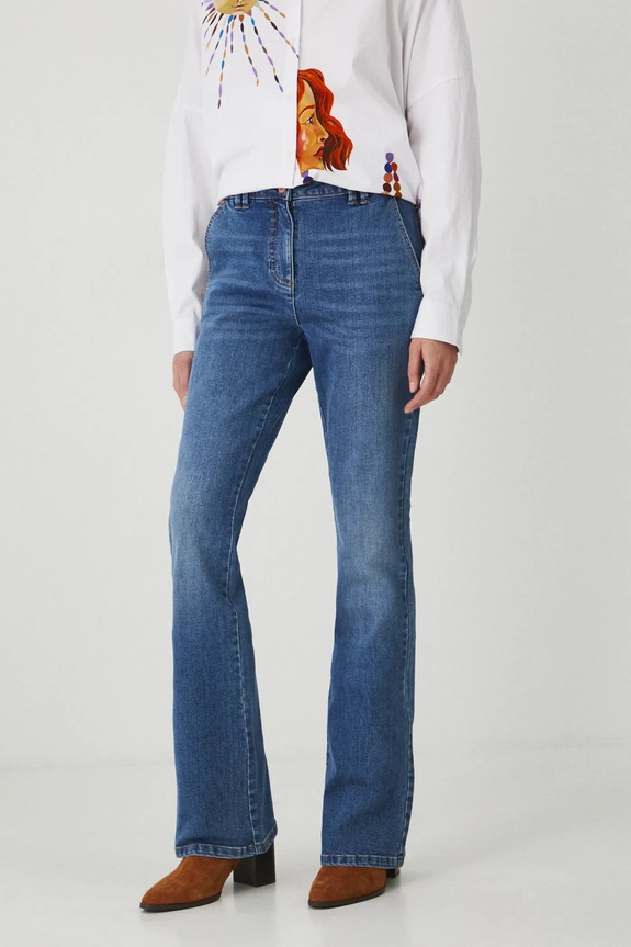Jeansy damskie flare kolor niebieski niebieski RW24-SJDB00