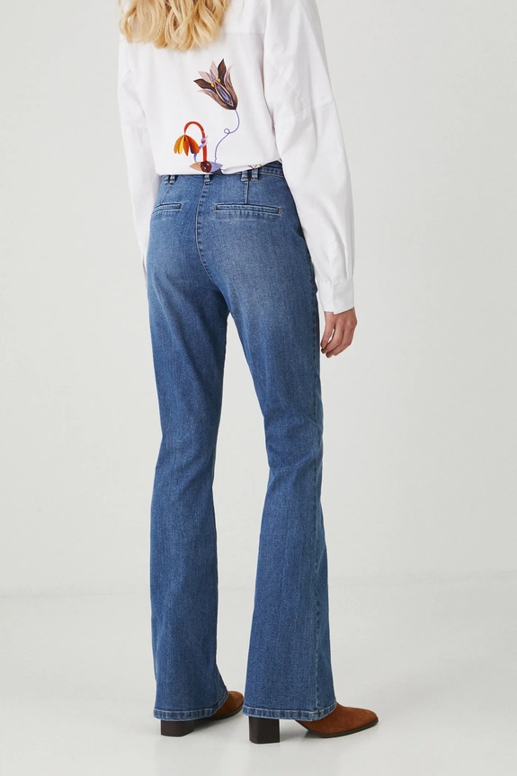 Odzież Jeansy damskie flare kolor niebieski RW24-SJDB00 niebieski