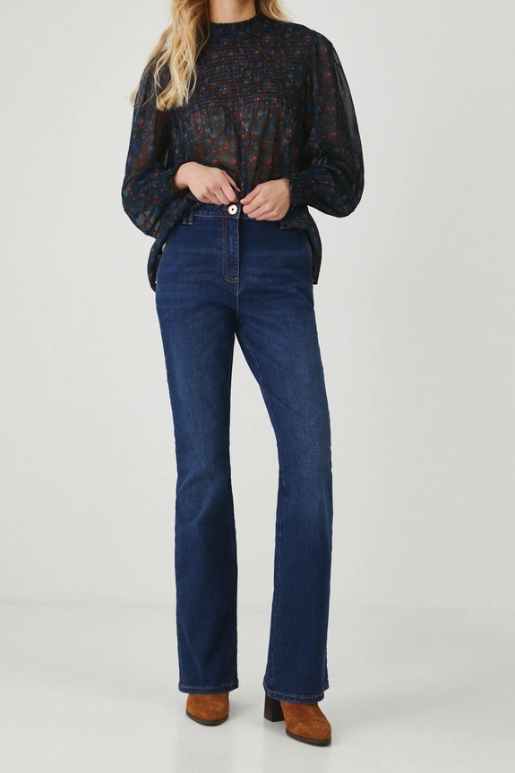 Jeansy damskie flare kolor niebieski granatowy RW24-SJDB00