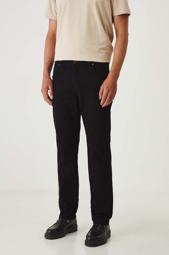 Jeansy męskie straight z efektem sprania kolor czarny czarny RW24-SJM020