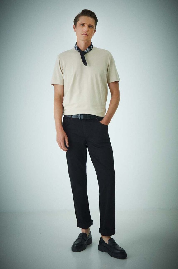 Jeansy męskie straight z efektem sprania kolor czarny RW24-SJM020 czarny RW24