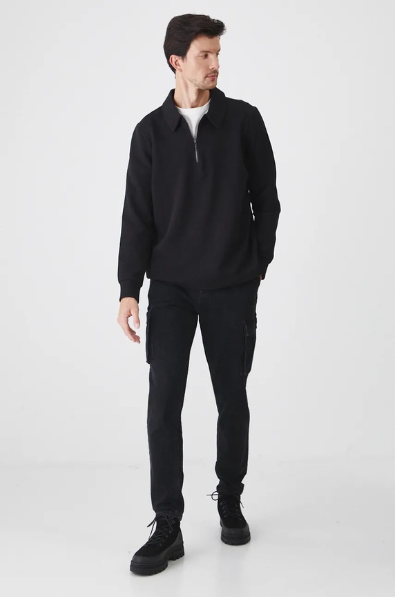 Jeansy męskie tapered z kieszeniami cargo kolor czarny RW24-SJM704 czarny RW24