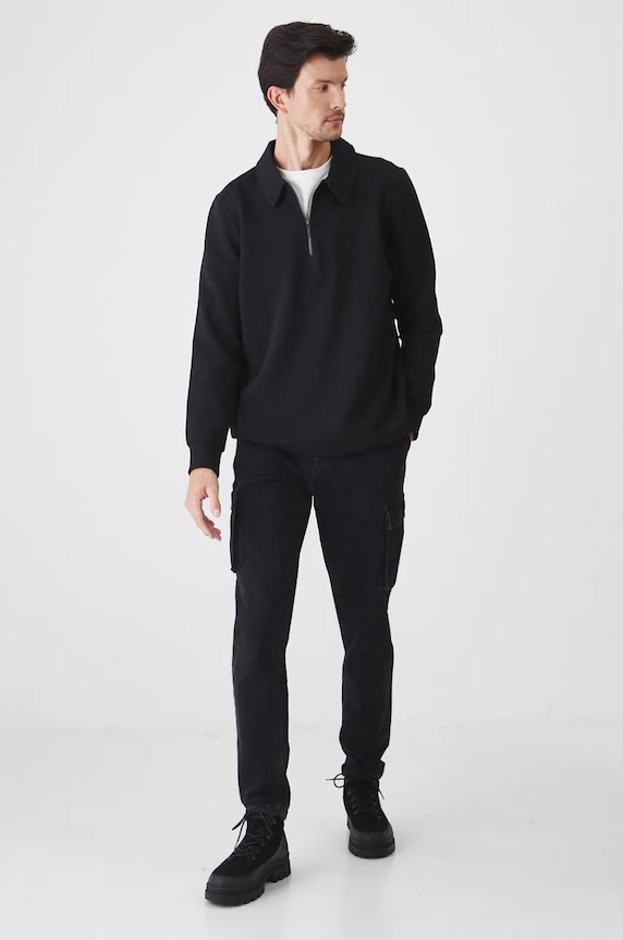 Jeansy męskie tapered z kieszeniami cargo kolor czarny RW24-SJM704 czarny RW24