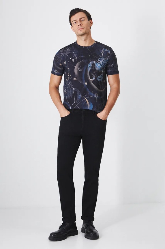 Jeansy męskie straight z surowego denimu kolor czarny RW24-SJM904 czarny RW24