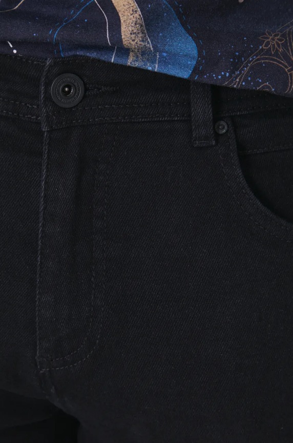 Jeansy męskie straight z surowego denimu kolor czarny czarny RW24-SJM904