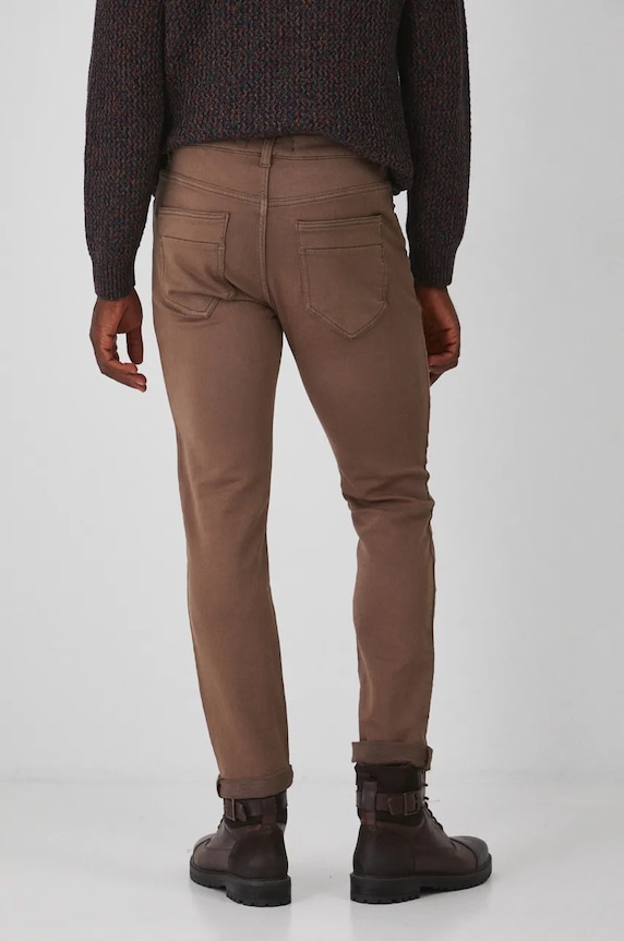 Oblečení Džíny pánské slim, hladký povrch hnědá barva RW24-SJMA01 hnědá