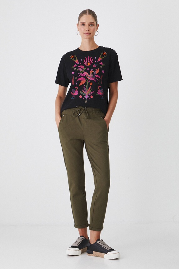 Spodnie damskie jogger gładkie kolor zielony RW24-SPD051 zielony RW24