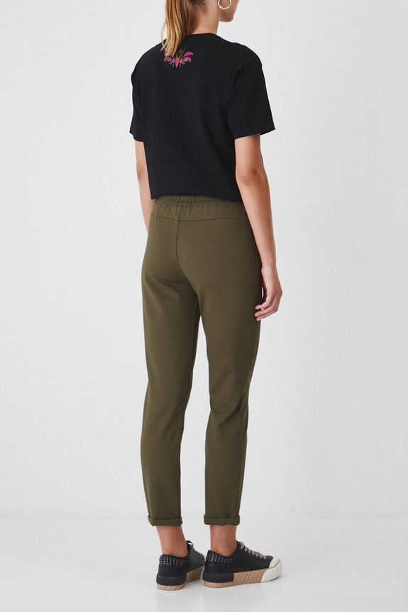 Odzież Spodnie damskie jogger gładkie kolor zielony RW24-SPD051 zielony