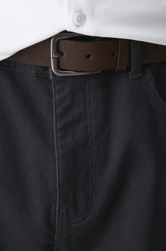 Spodnie męskie slim z drobnym wzorem kolor brązowy szary RW24.SPM050