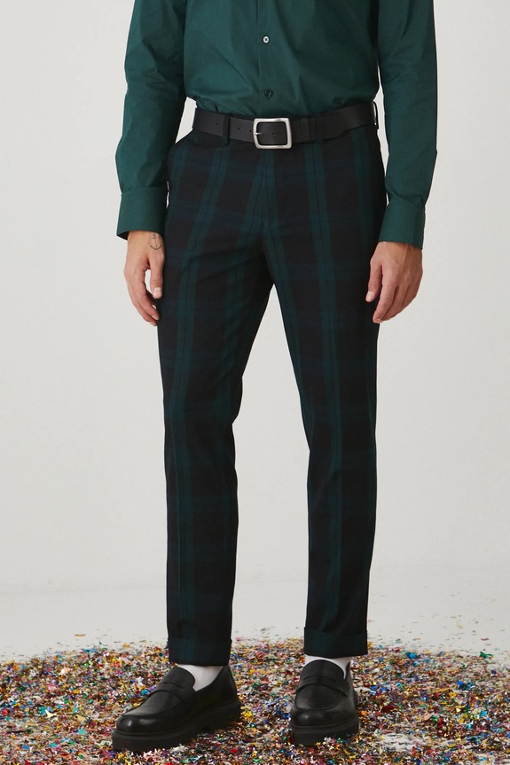 Spodnie męskie slim w kratę kolor zielony RW24-SPMB18 zielony RW24