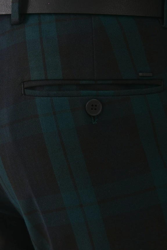 Spodnie męskie slim w kratę kolor zielony zielony RW24-SPMB18