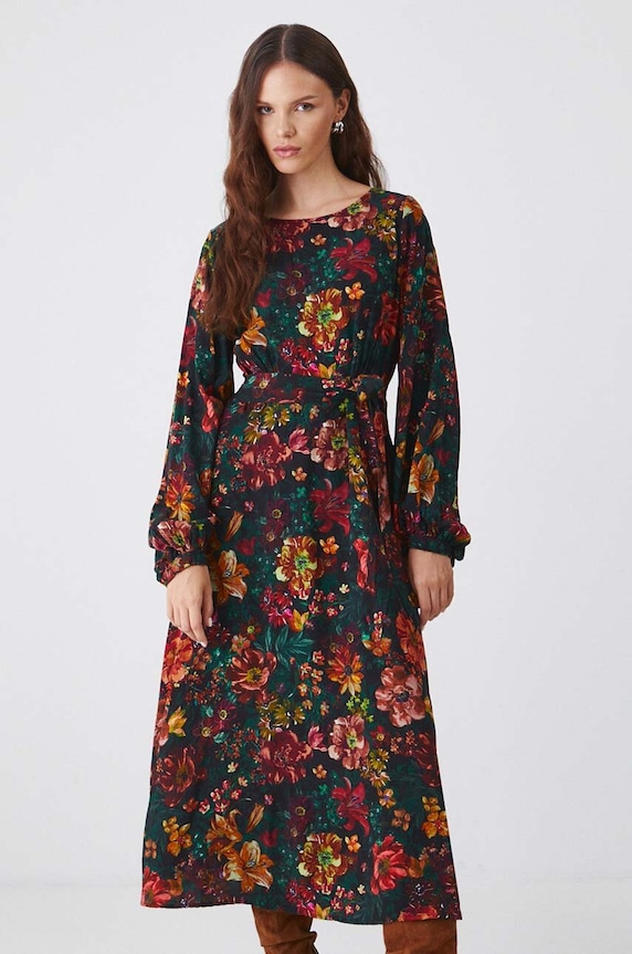Sukienka damska midi wzorzysta kolor turkusowy RW24-SUD050 multicolor RW24