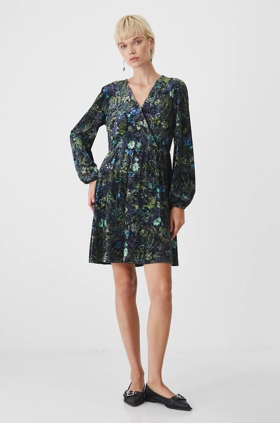 Sukienka damska mini wzorzysta kolor multicolor rozkloszowany multicolor RW24-SUD072