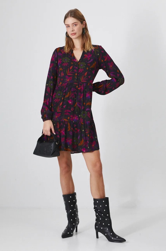 Sukienka damska mini wzorzysta kolor multicolor tkanina multicolor RW24-SUD092