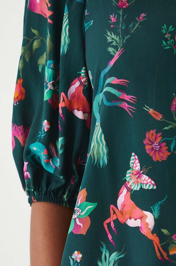 Sukienka damska mini wzorzysta kolor zielony RW24-SUD101 turkusowy