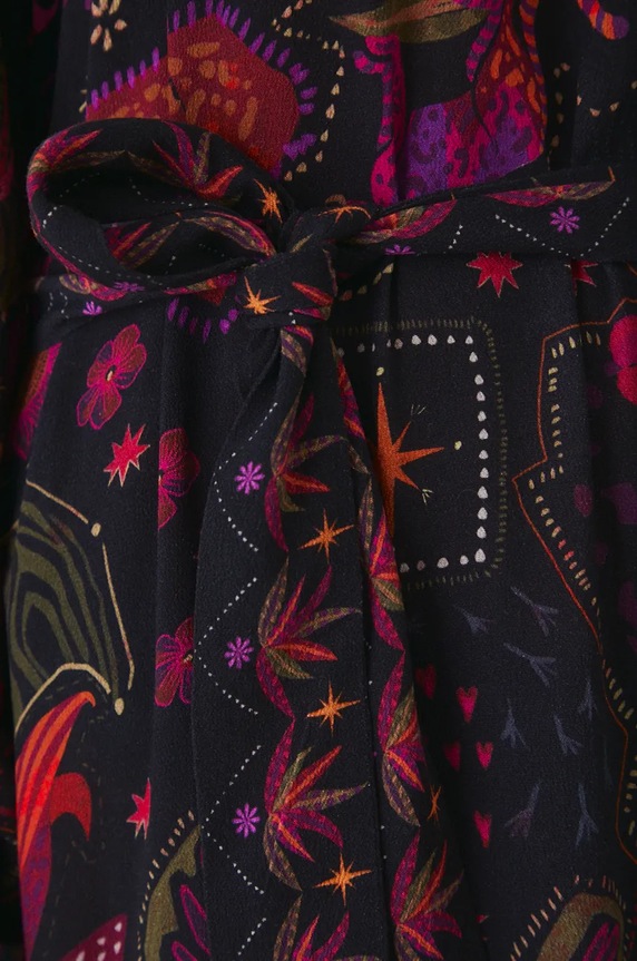 Šaty dámske midi so vzorovaným opaskom čierna farba RW24-SUD600 čierna