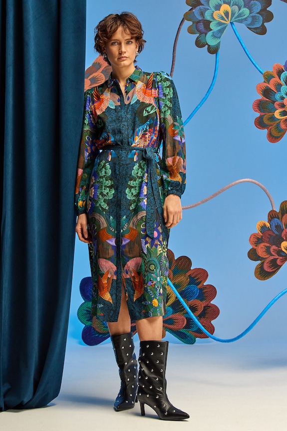 Sukienka damska midi z kolekcji Karolina Matyjaszkowicz x Medicine kolor czarny midi multicolor RW24-SUDB51