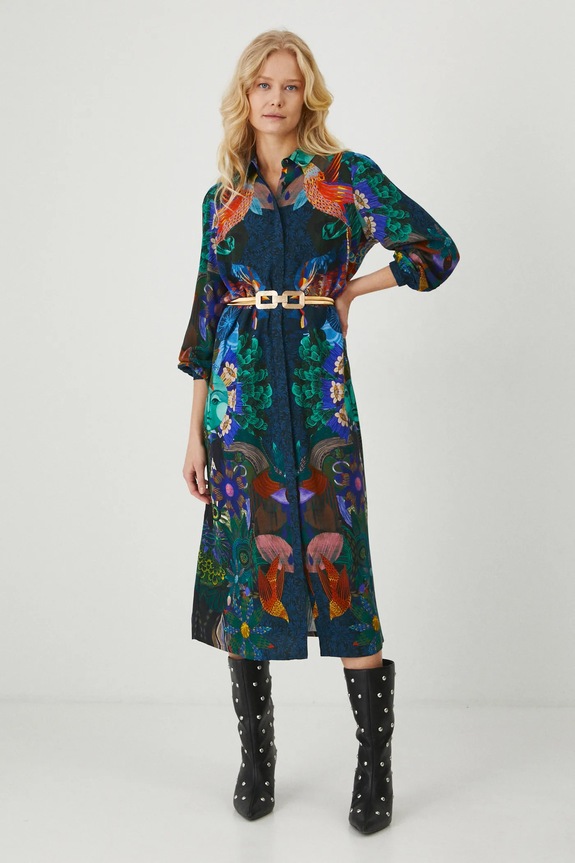 Sukienka damska midi z kolekcji Karolina Matyjaszkowicz x Medicine kolor czarny RW24-SUDB51 multicolor RW24