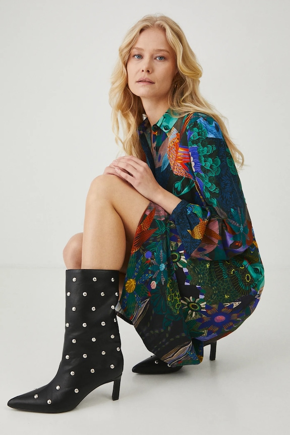 Odzież Sukienka damska midi z kolekcji Karolina Matyjaszkowicz x Medicine kolor czarny RW24-SUDB51 multicolor