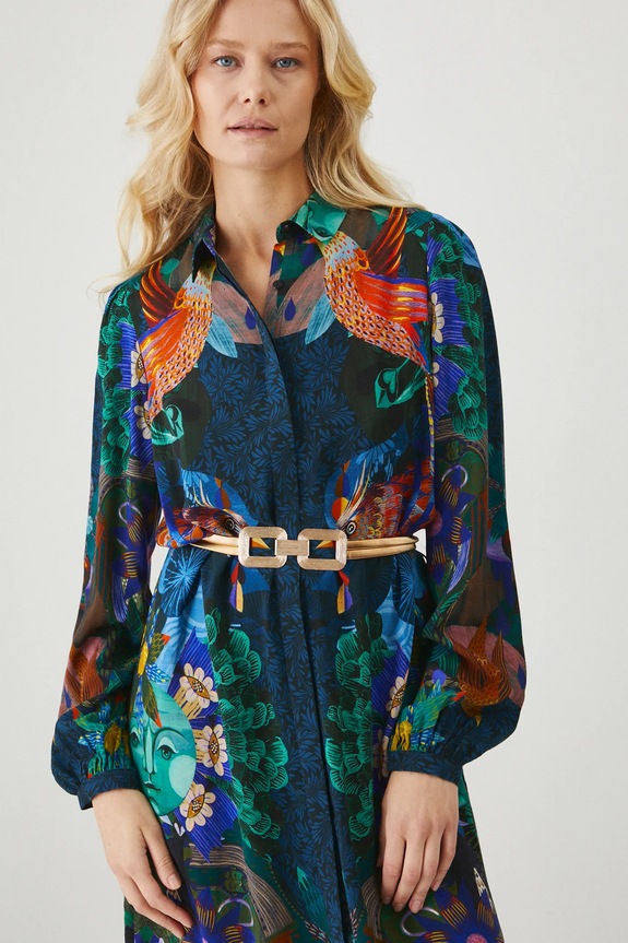 Sukienka damska midi z kolekcji Karolina Matyjaszkowicz x Medicine kolor czarny RW24-SUDB51 multicolor