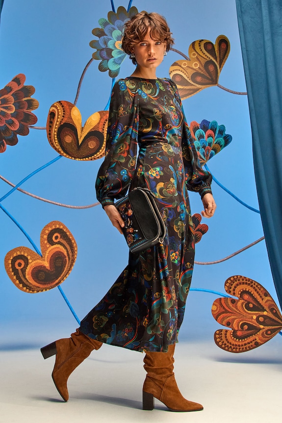 Šaty dámske maxi z kolekcie Karolina Matyjaszkowicz x Medicine čierna farba dlhý čierna RW24-SUDB53