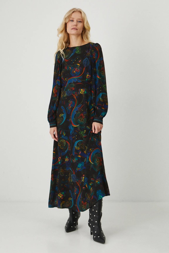 Šaty dámske maxi z kolekcie Karolina Matyjaszkowicz x Medicine čierna farba RW24-SUDB53 čierna RW24