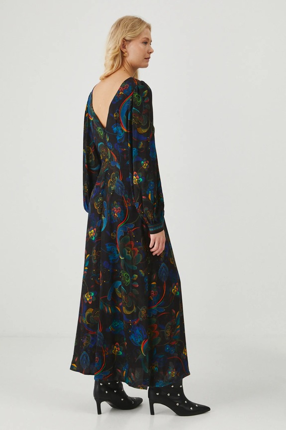 Šaty dámske maxi z kolekcie Karolina Matyjaszkowicz x Medicine čierna farba čierna RW24-SUDB53