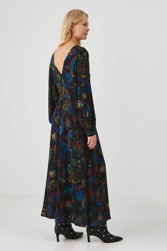 Šaty dámske maxi z kolekcie Karolina Matyjaszkowicz x Medicine čierna farba čierna RW24-SUDB53