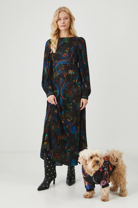 Šaty dámske maxi z kolekcie Karolina Matyjaszkowicz x Medicine čierna farba RW24-SUDB53 čierna