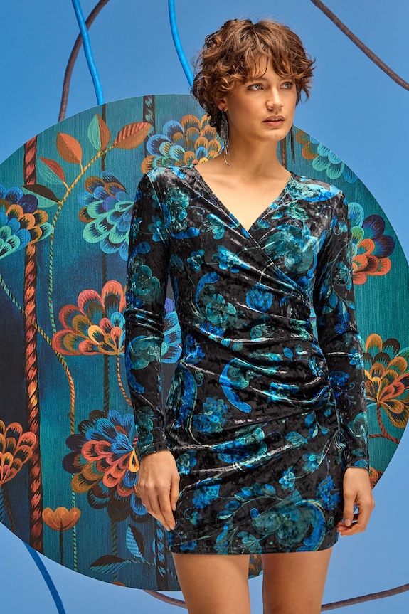 Sukienka damska mini z kolekcji Karolina Matyjaszkowicz x Medicine kolor multicolor z elastanem multicolor RW24-SUDB54