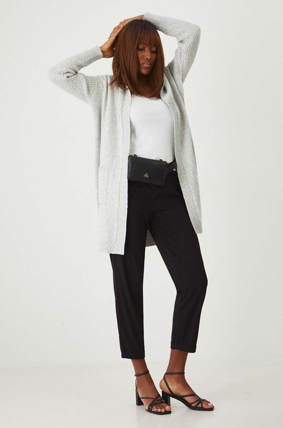 Kardigan damski z kapturem kolor szary pozostałe szary RW24.SWD010