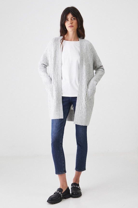 Kardigán dámsky azúrový šedá farba RW24.SWD041 sivá RW24