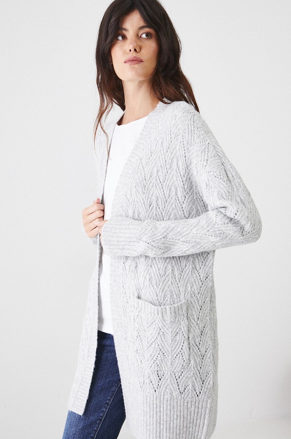 Kardigán dámsky azúrový šedá farba sivá RW24.SWD041