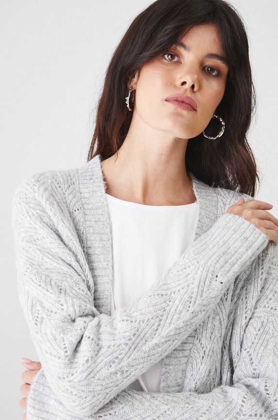 Kardigán dámsky azúrový šedá farba RW24.SWD041 sivá